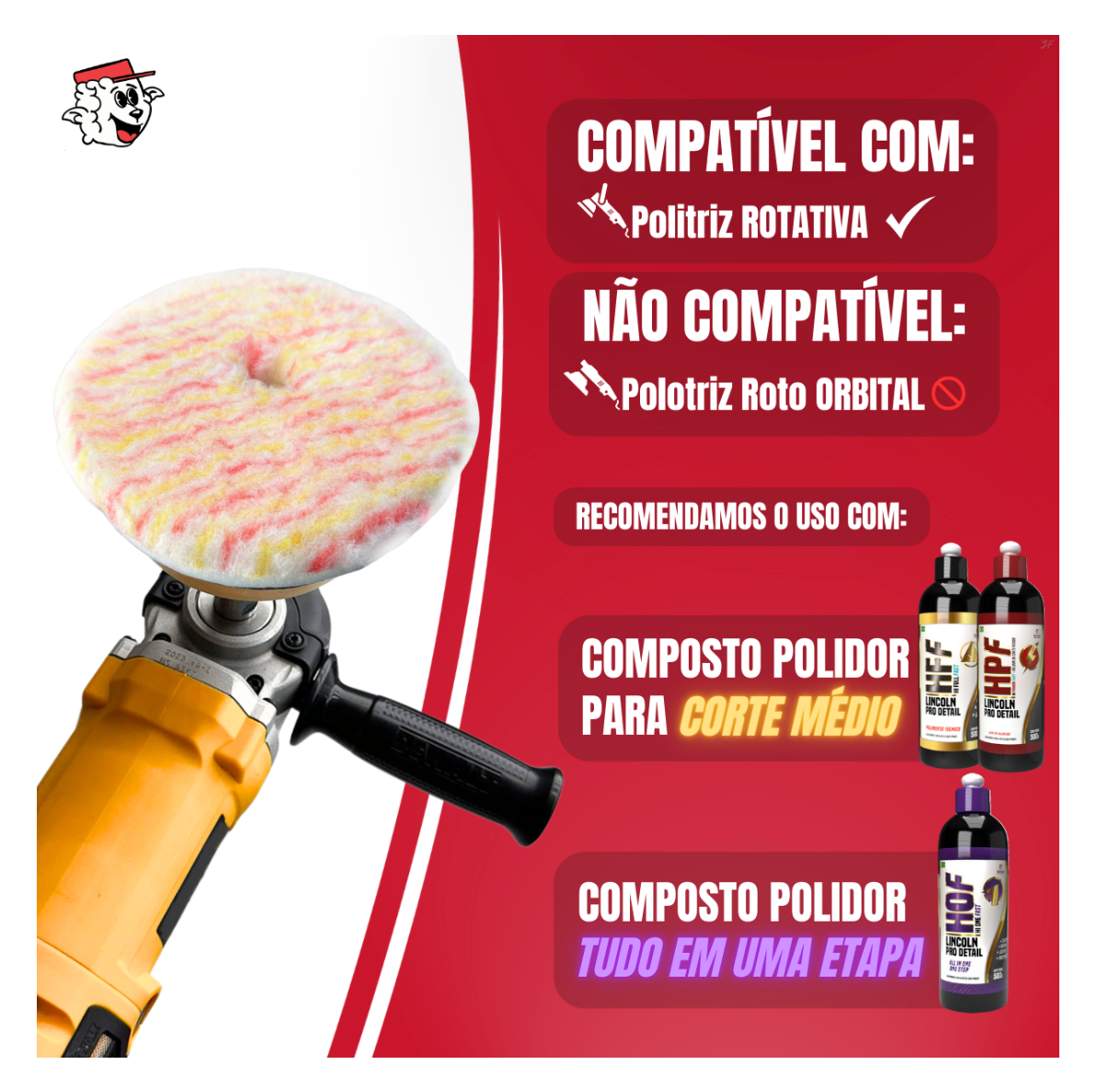 Boina Pirulito Lã SV com Interface – 5,5″ Corte Médio – LINCOLN