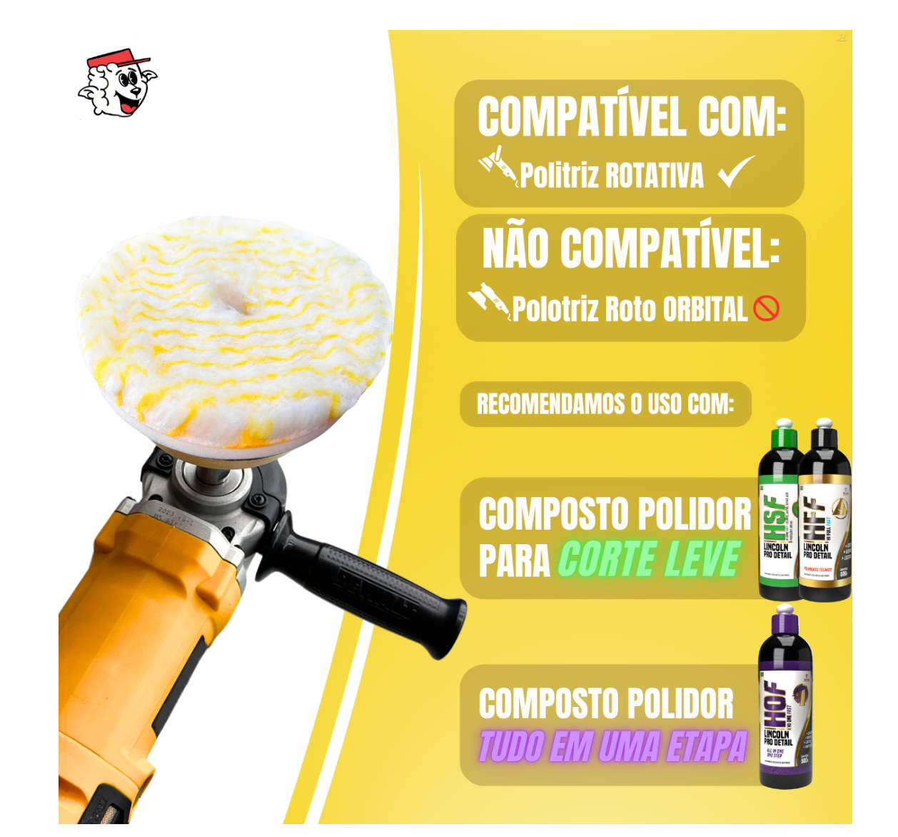 Boina Pirulito Lã SV com Interface – 5,5″ Corte Leve – LINCOLN