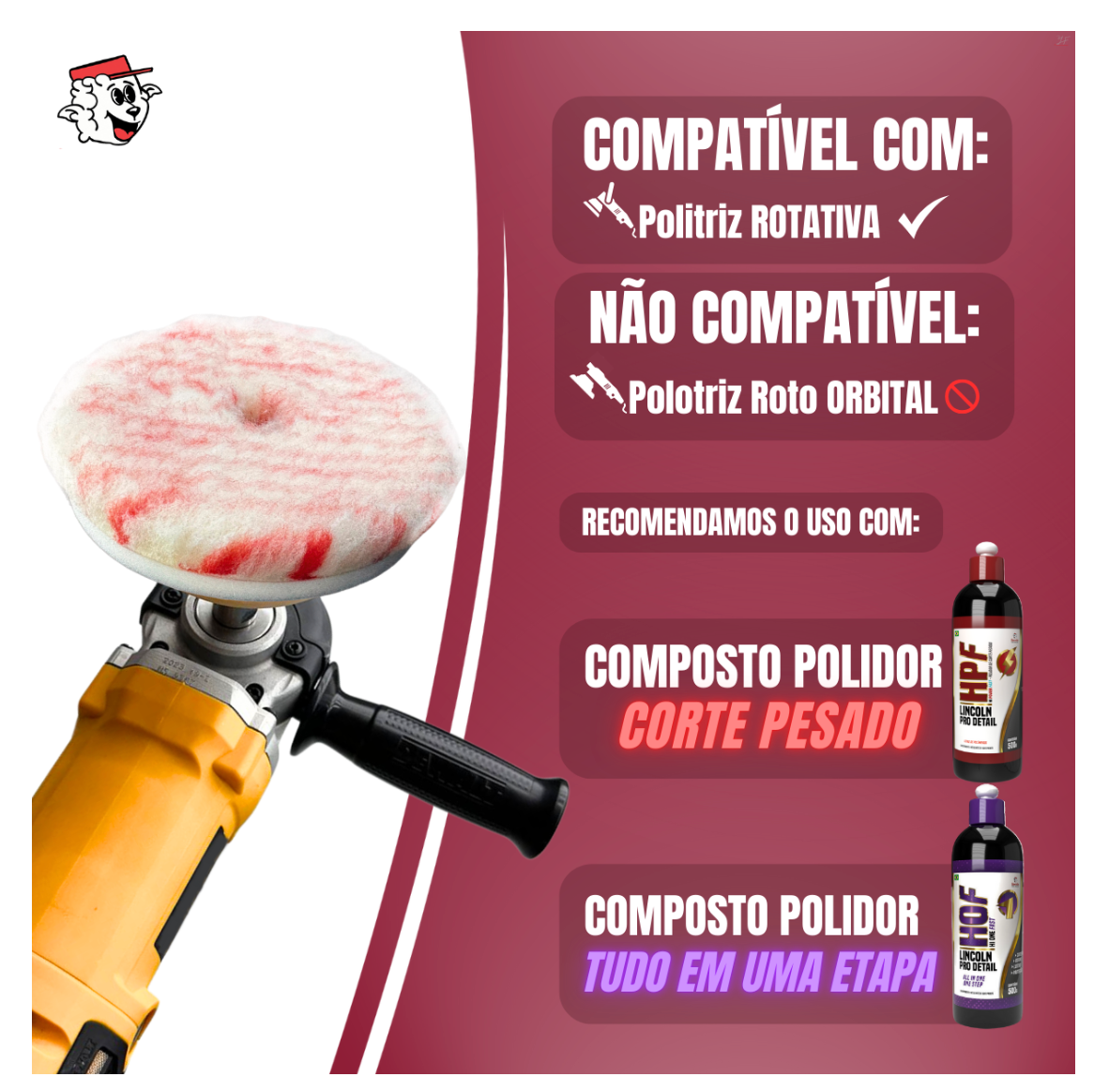 Boina Pirulito Lã SV com Iterface – 5,5″ Corte Pesado – LINCOLN