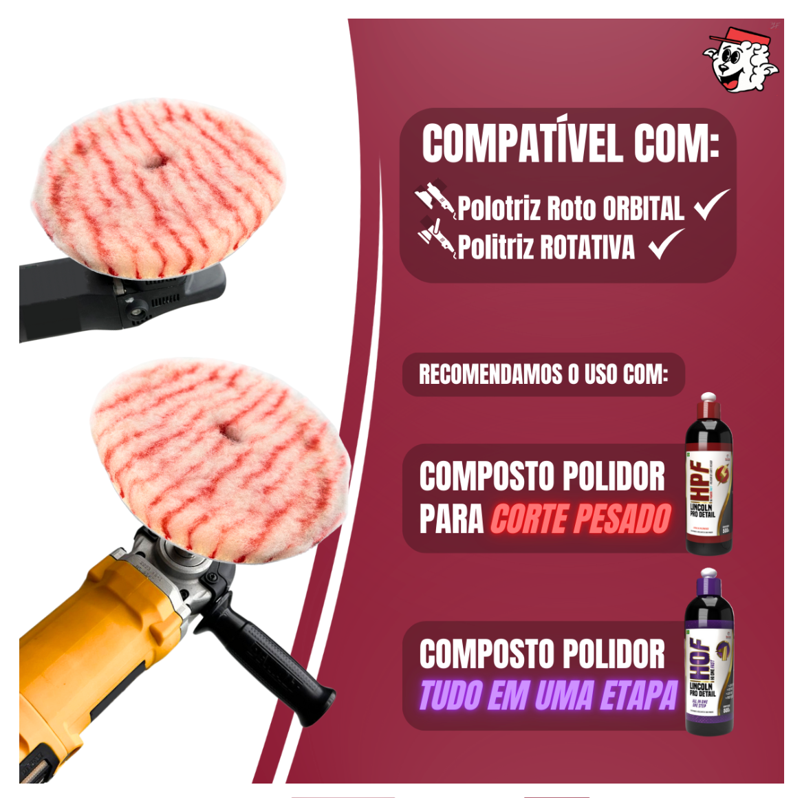 Boina Pirulito Lã SV Sem Interface – 5″ Corte Pesado – LINCOLN